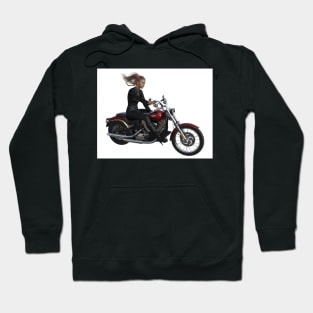 Young woman riding motorcycle Hoodie